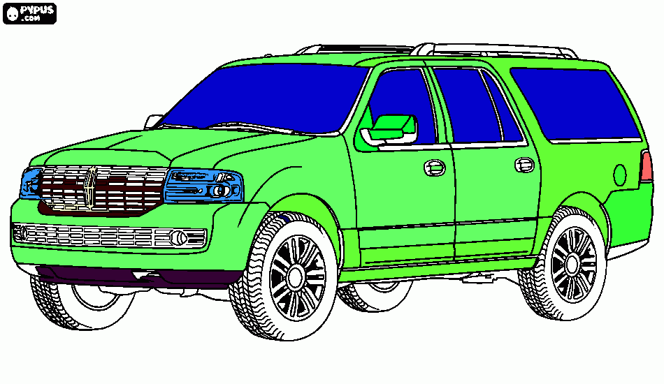 gratis malvorlagen grüner Geländewagen