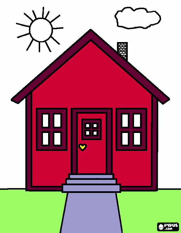 gratis malvorlagen Haus rot