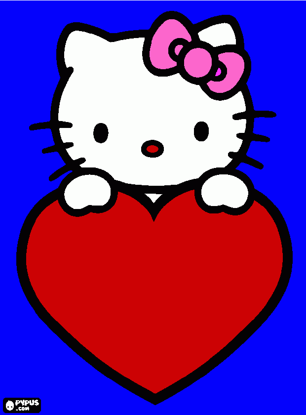 gratis malvorlagen Hello Kitty Herz