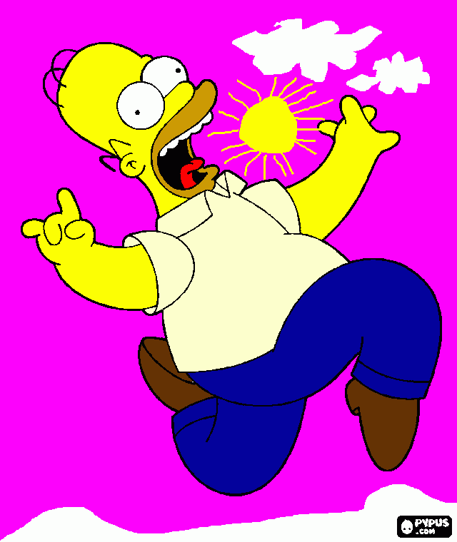 gratis malvorlagen Homer rennt durchs donut-land
