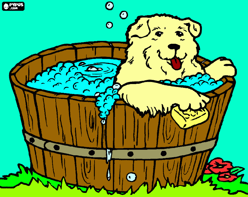 gratis malvorlagen hund in badewanne mit seife in der pfote