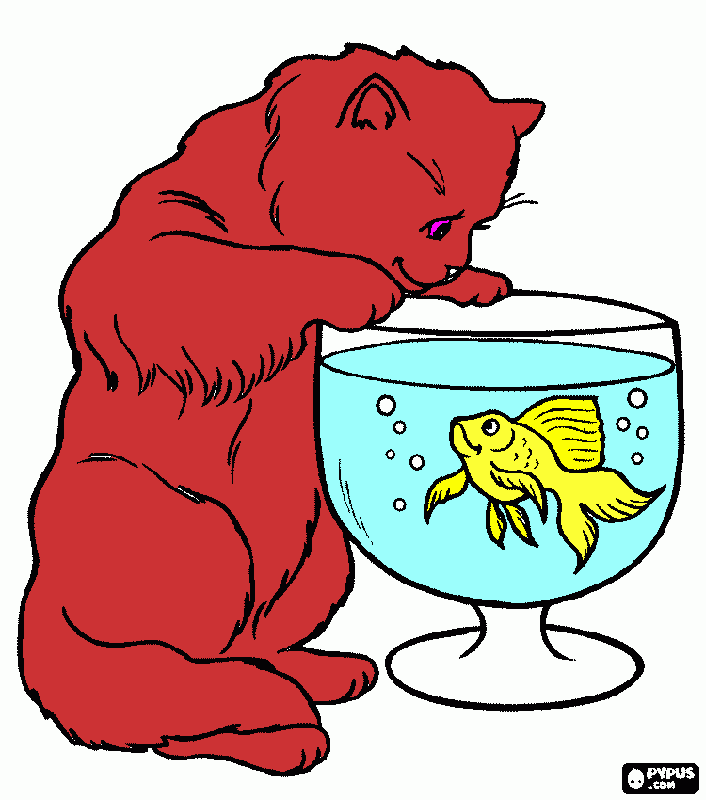 gratis malvorlagen Katze auf Fischfang