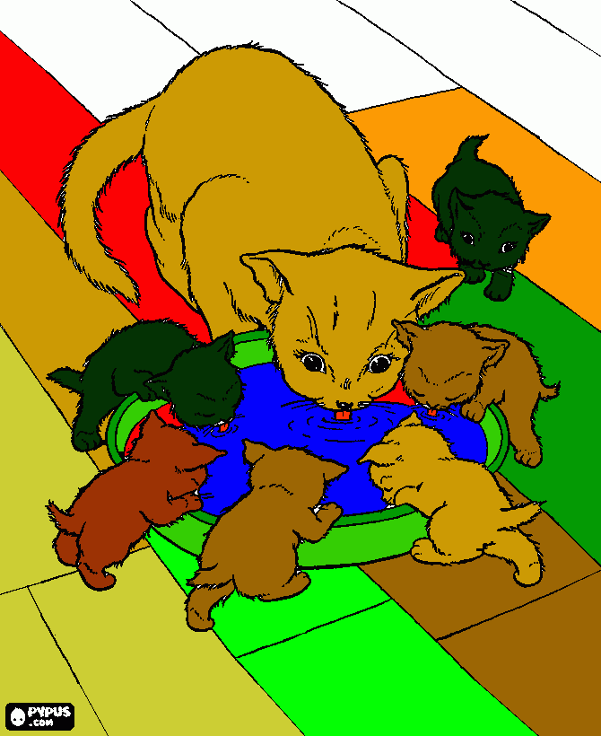 gratis malvorlagen Katzen   familie 