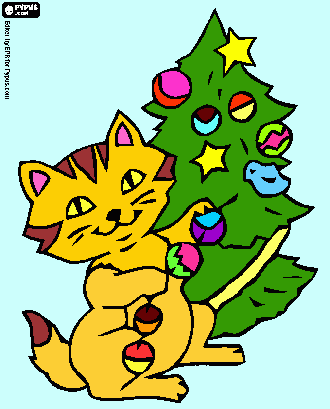 gratis malvorlagen Katzenweihnacht