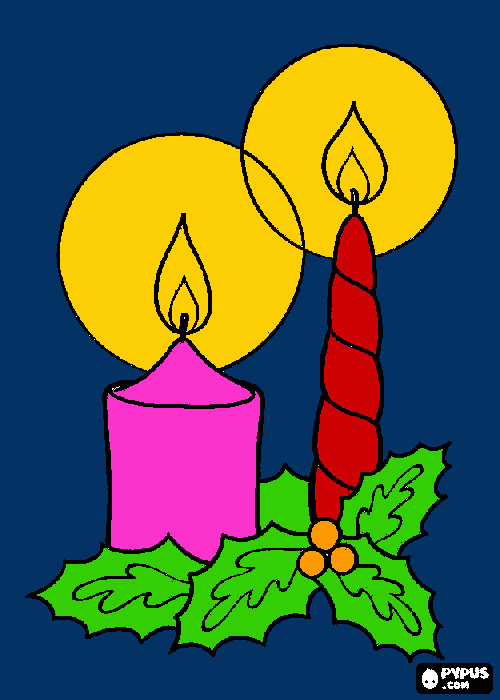 gratis malvorlagen Kerzen für Weihnachtsmann