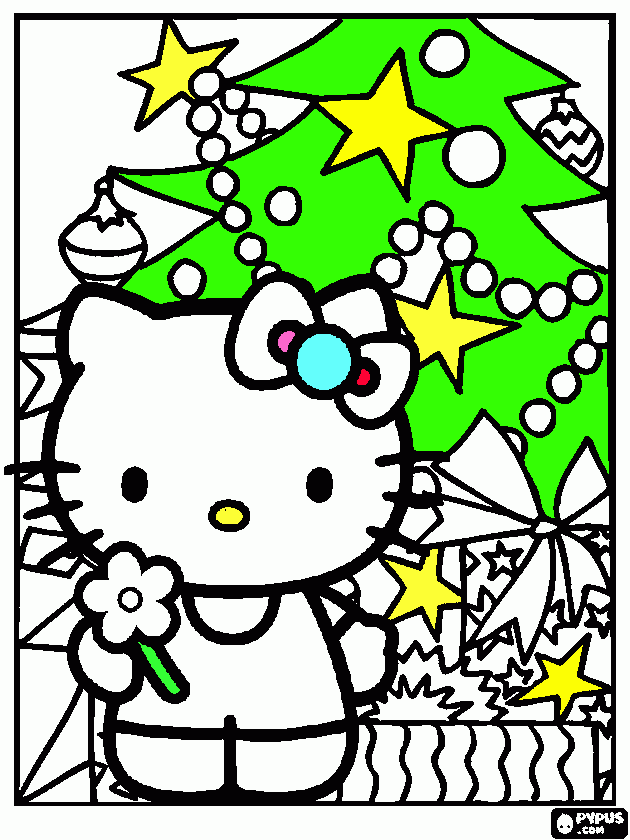 gratis malvorlagen Kitty Weihnachten