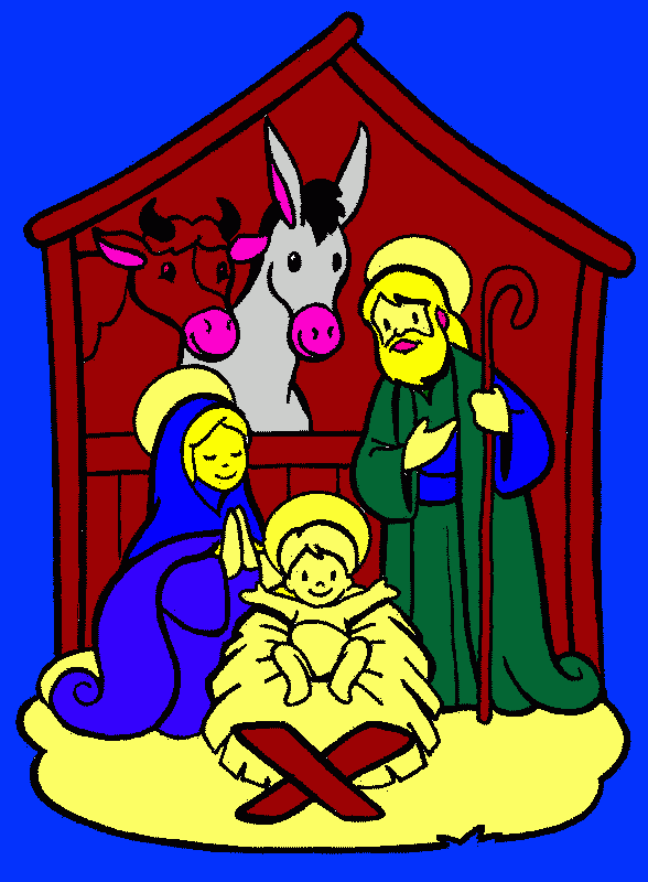 gratis malvorlagen Maria und Josef im Stall