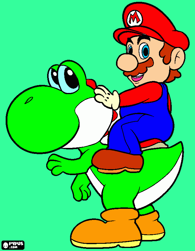 gratis malvorlagen Mario und Yoschi