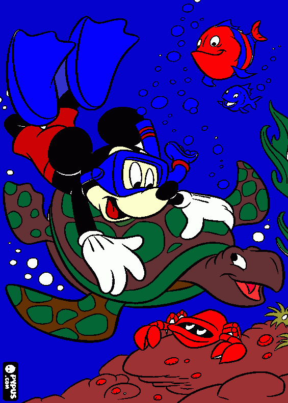 gratis malvorlagen Mickey taucht