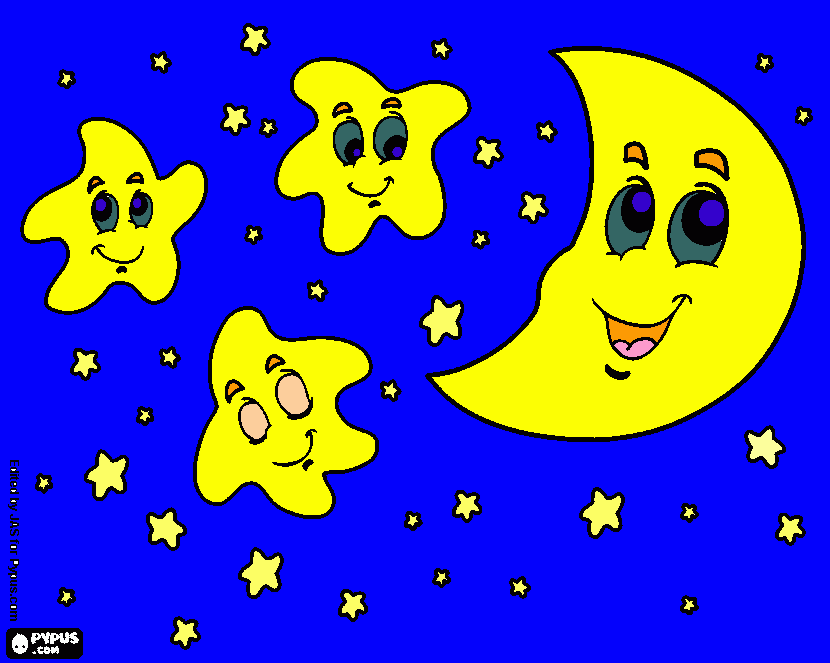 gratis malvorlagen mond und sterne