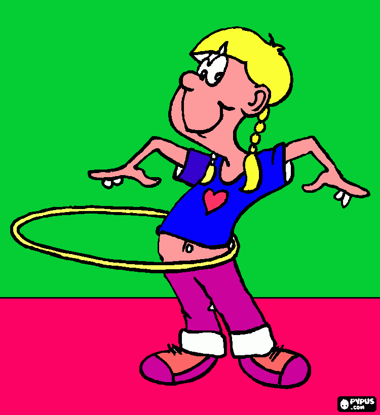 gratis malvorlagen Mädchen spielt mi hula hoop