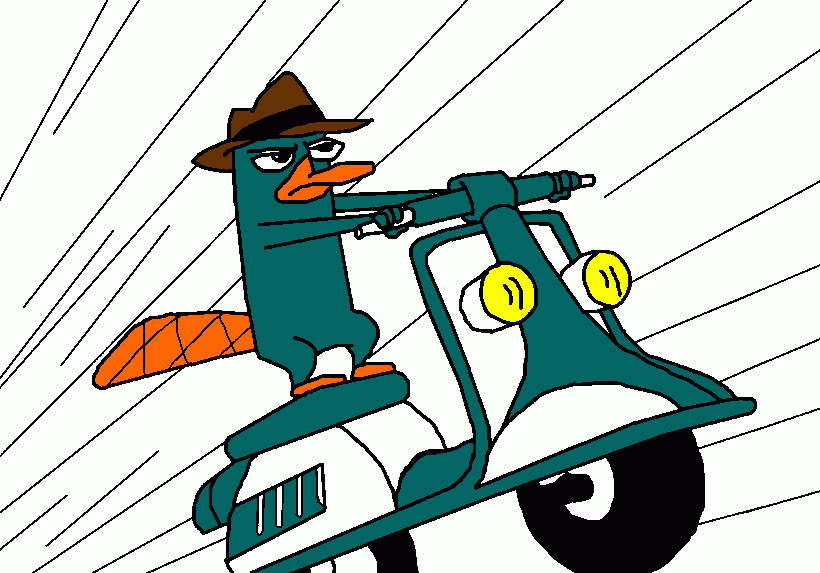 gratis malvorlagen Perry auf dem Roller