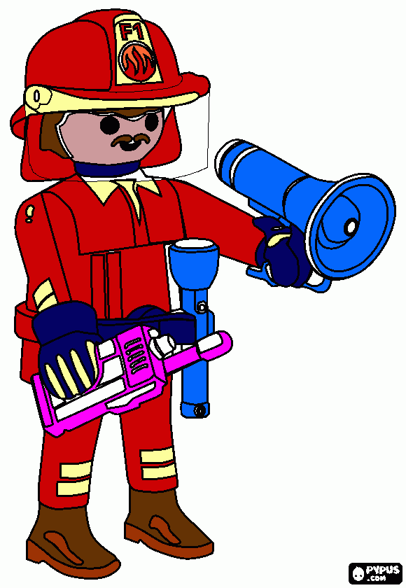 gratis malvorlagen Playmobil Feuerwehrmann