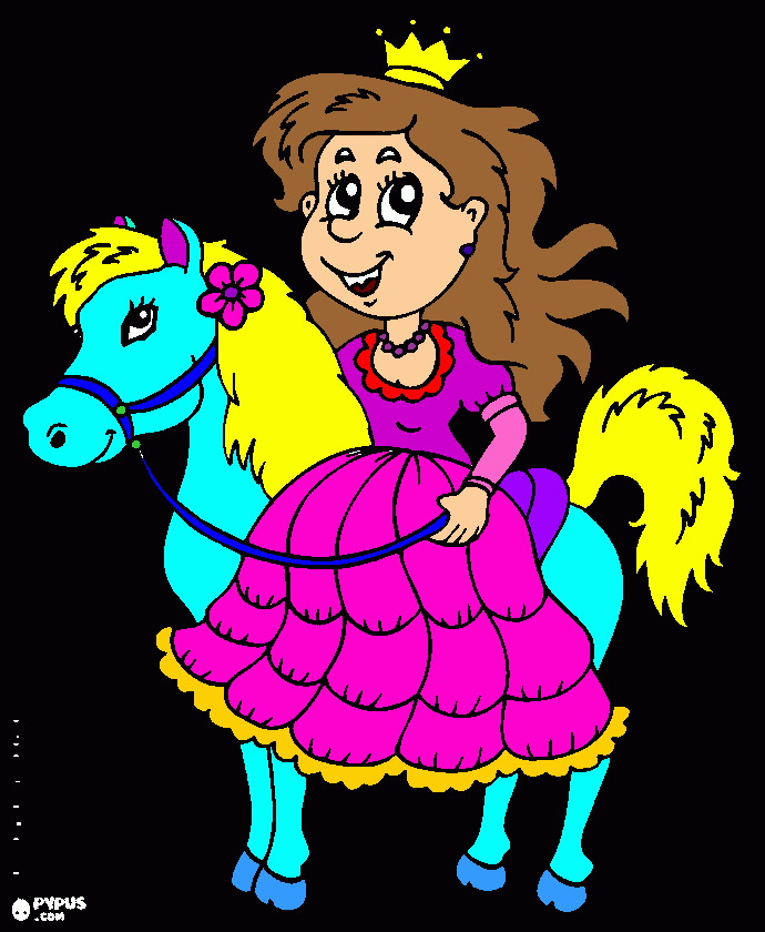 gratis malvorlagen Prinzessin auf dem Pferd