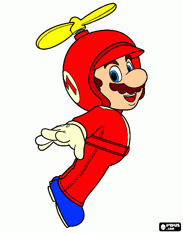 gratis malvorlagen Propeller Mario rot