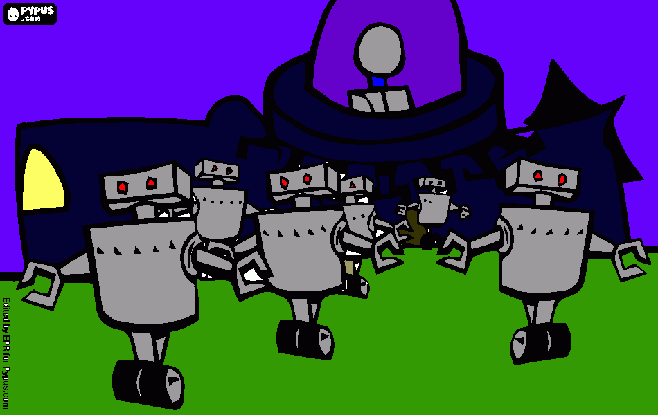 gratis malvorlagen Roboter angrif