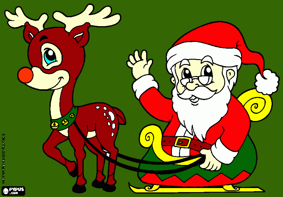 gratis malvorlagen Rudolph und der Weihnachtsmann
