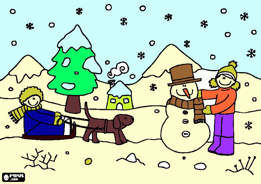 gratis malvorlagen Schneelandschaft 04.01.15