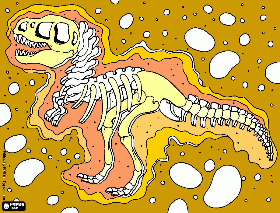 gratis malvorlagen Skelett eines Dinosauriers