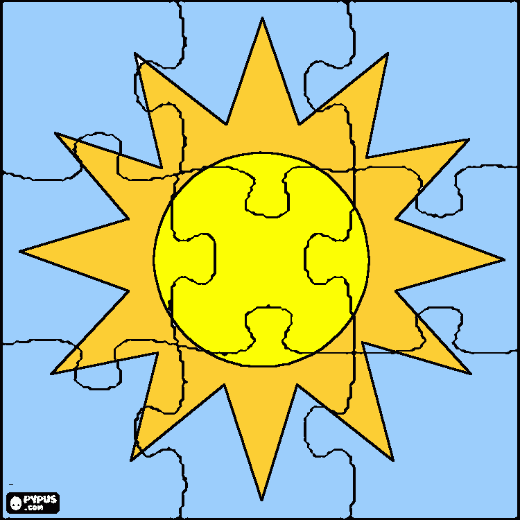 gratis malvorlagen Sonnen-Puzzle