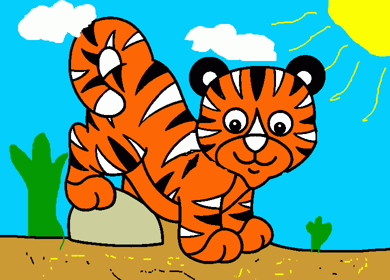 gratis malvorlagen Tiger in der Wueste.