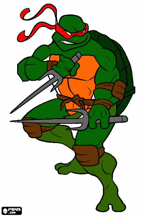 gratis malvorlagen Turtle Rafael