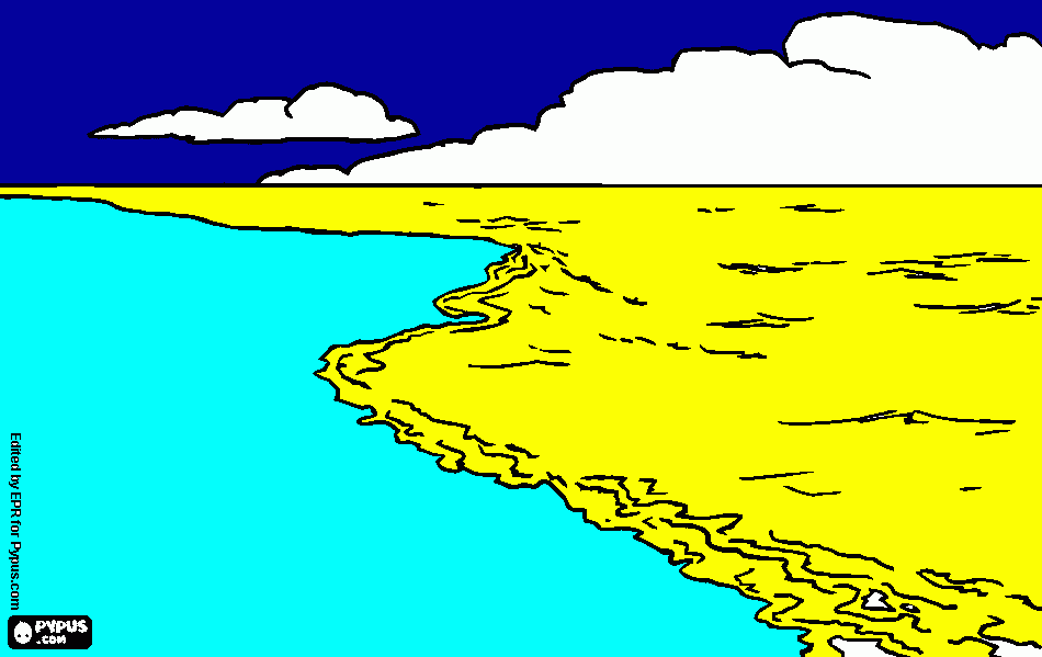 gratis malvorlagen Wasser-Strand und Wolken