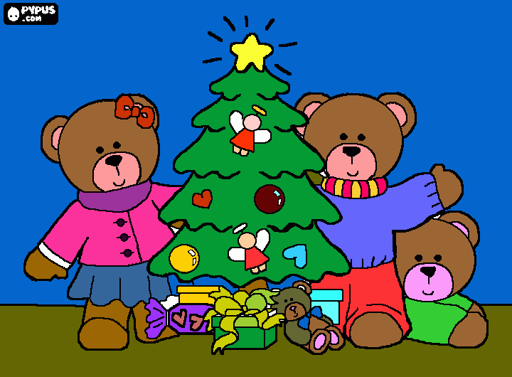 gratis malvorlagen Weihnachstbären