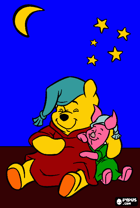 gratis malvorlagen Winnieh Pooh und Ferkel - Sweet Dreams