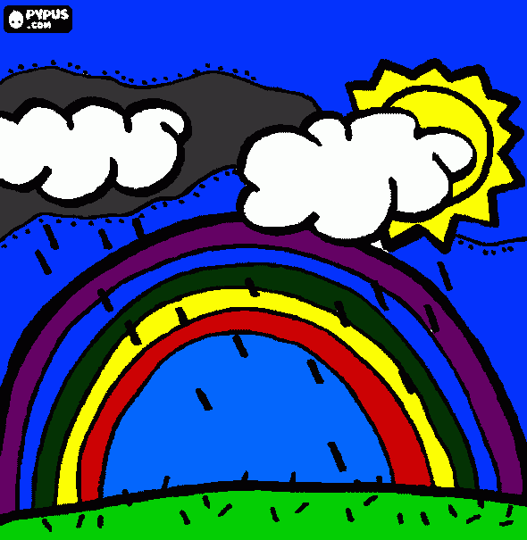 gratis malvorlagen Wolken mit Regenbogen