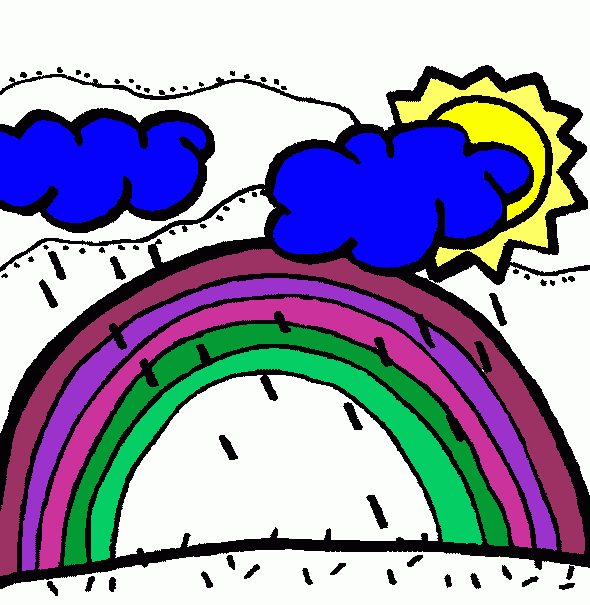 gratis malvorlagen Wolken Regenbogen Sonne