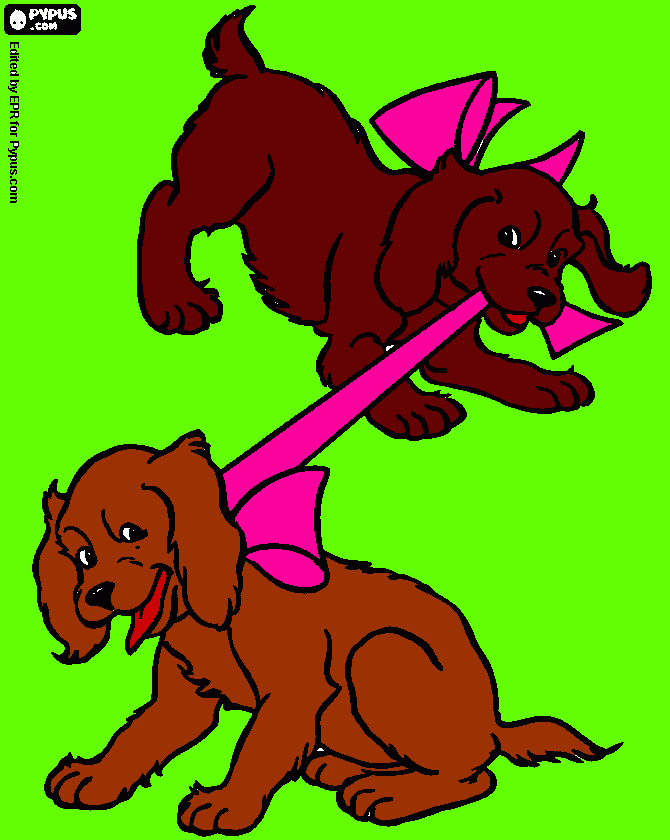 gratis malvorlagen zwei hunde spielen tauziehen