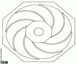 malvorlagen Achteckige Mandala mit klingen ausmalbilder