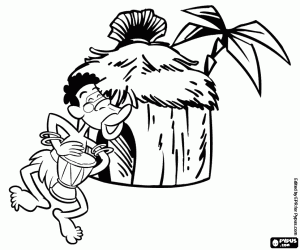 malvorlagen Ein Afrikanisch Mann und einer Hütte ausmalbilder