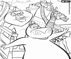 malvorlagen Alex, Marty, Gloria und Melman, Madagascar ausmalbilder