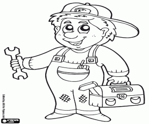 malvorlagen Arbeitnehmer mit einer Werkzeugkasten ausmalbilder