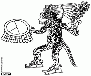 malvorlagen Ein aztekischen Jaguarkrieger ausmalbilder