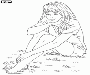 malvorlagen Barbie auf dem Gras zu sitzen ausmalbilder