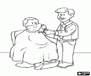 malvorlagen Der Barbier rasiert sich ein Kunde ausmalbilder