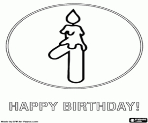 malvorlagen Beleuchtete Kerze mit der Nummer eins ausmalbilder