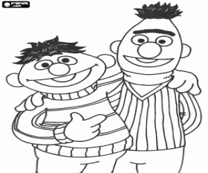 malvorlagen Bert und Ernie, zwei gute Freunde ausmalbilder