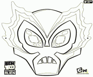 malvorlagen Big Chill-Maske.Ben 10 Ultimate Alien ausmalbilder