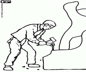 malvorlagen Der Bildhauer schnitzt die Stein ausmalbilder