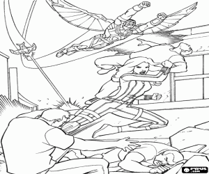 malvorlagen Black Widow und Falcon in Aktion ausmalbilder