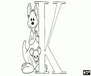 malvorlagen Buchstabe K mit mama und baby kangaroo ausmalbilder