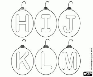 malvorlagen Buchstaben H bis M, Weihnachtskugel ausmalbilder