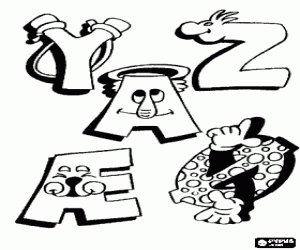 malvorlagen Buchstaben mit lustigen Zeichnungen ausmalbilder