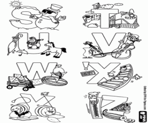 malvorlagen Buchstaben S bis Z,dekoriert alphabet ausmalbilder