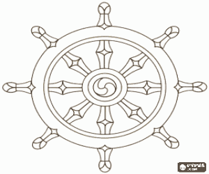 malvorlagen Buddhistisches Symbol, das Dharma-Rad ausmalbilder