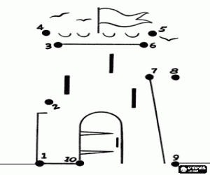 malvorlagen Eine Burg, von Punkt zu Punkt ausmalbilder